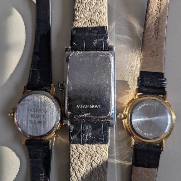 Lot of 3 Leather Watches Coldwater Creek, Helbros, Alfred Sung - Picture 4 of 11